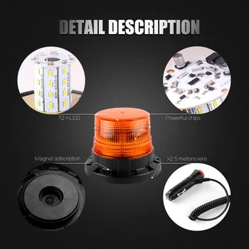 DC 12V / 24V LED Strobe Light Emergency Warning Flash Beacon Light with Magnetic Base for Truck Vehicle School Bus
DC 12V / 24V LED Strobe Light Emergency Warning Flash Beacon Light with Magnetic Base for Truck Vehicle School Bus