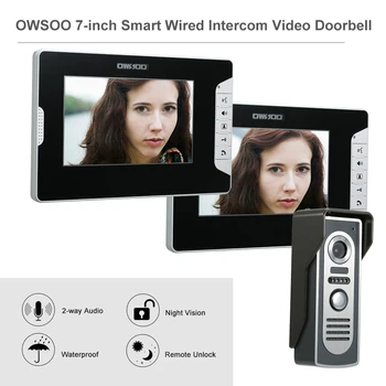 OWSOO 7 Inch Video Door Phone Doorbell Intercom Kit 2Indoor Monitor 1 Outdoor Camera Night Vision Hands-free Call Home Security
OWSOO 7 Inch Video Door Phone Doorbell Intercom Kit 2Indoor Monitor 1 Outdoor Camera Night Vision Hands-free Call Home Security