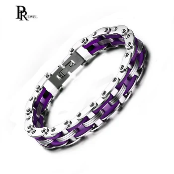 Mens Biker Purple Stainless Steel Silicone Rock Punk Style Sport Tennis Link Cuff Cool Bicycle Chain Bracelet
Mens Biker Purple Stainless Steel Silicone Rock Punk Style Sport Tennis Link Cuff Cool Bicycle Chain Bracelet