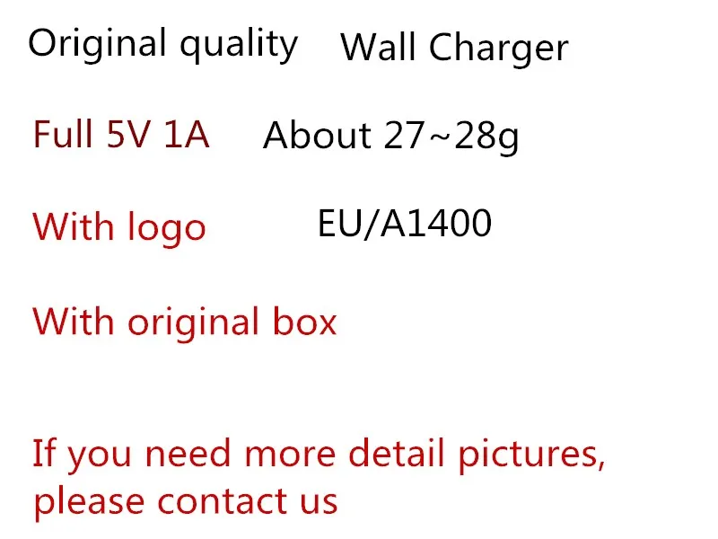 DHL 100pcs/lot OEM Quality Full 5V 1A A1400 EU USB Wall Charger AC Power Adapter for iPhone X 8 7 6 6S 5S 4 With box 28Gram
DHL 100pcs/lot OEM Quality Full 5V 1A A1400 EU USB Wall Charger AC Power Adapter for iPhone X 8 7 6 6S 5S 4 With box 28Gram