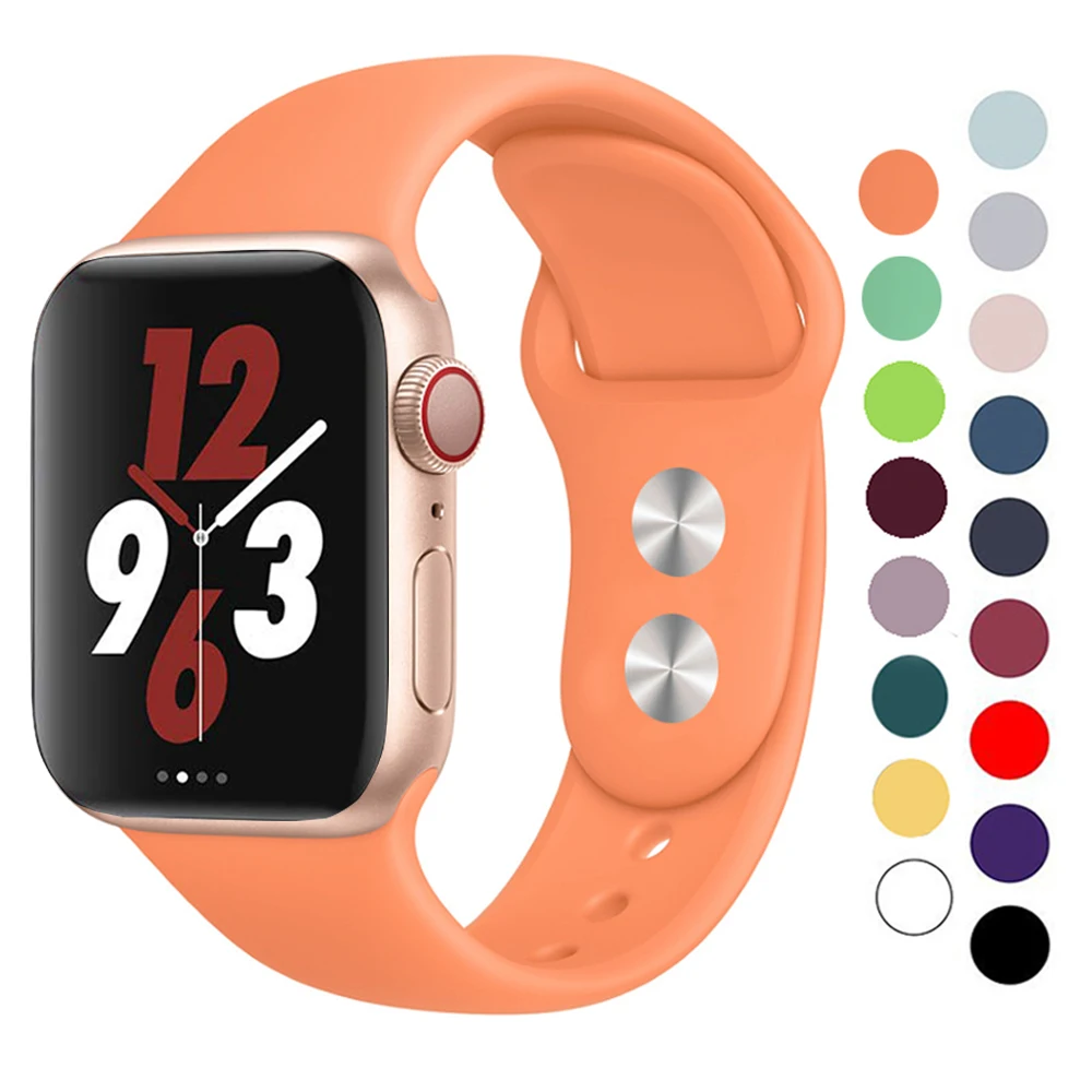 Силиконовый ремешок для Apple Watch 42 мм 38 44 40 резиновый браслет Ремешки наручных