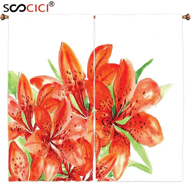 Window Curtains Treatments 2 Panels,Watercolor Flower House Decor Pastoral Themed Large Lilies in Vibrant Colors Habitat Artwork
Window Curtains Treatments 2 Panels,Watercolor Flower House Decor Pastoral Themed Large Lilies in Vibrant Colors Habitat Artwork