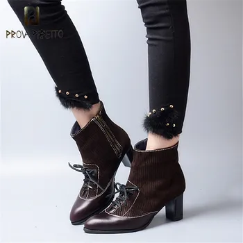 Prova Perfetto Elegant Genuine Leather Pointed Toe High Heel Boots Comfort Cross-tied Patchwork Chunky Heels Women Ankle Boots
Prova Perfetto Elegant Genuine Leather Pointed Toe High Heel Boots Comfort Cross-tied Patchwork Chunky Heels Women Ankle Boots