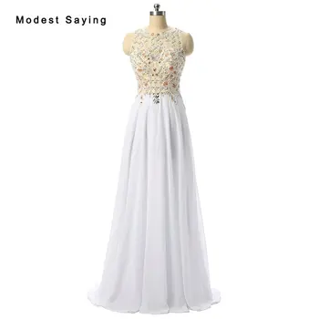 Luxury See Through A-Line Ivory Beaded Evening Dresses 2017 with Rhinestone Women Sexy Long Party Prom Gowns robe de soiree
Luxury See Through A-Line Ivory Beaded Evening Dresses 2017 with Rhinestone Women Sexy Long Party Prom Gowns robe de soiree