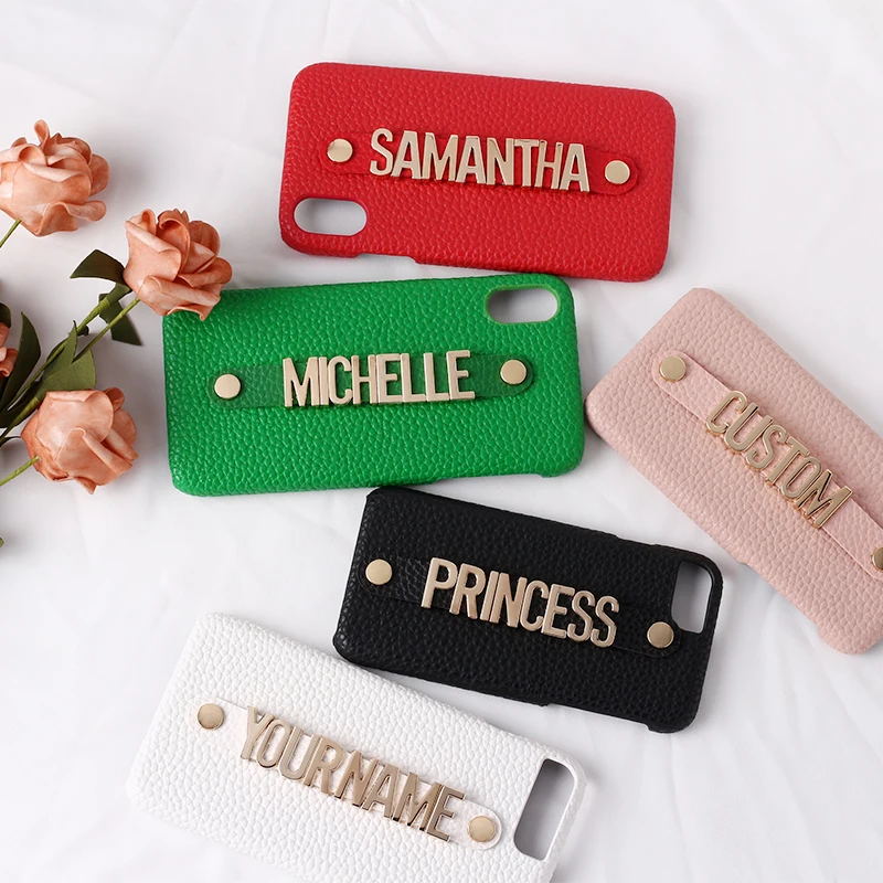 Personalised Leather iPhone Case With  Holding Strap