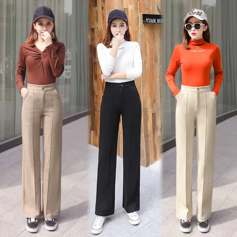Fashion High Waist Pockets Women Office Pants Solid Zipper Loose Trousers Oversized Button Full Length Work Pants for Women
Fashion High Waist Pockets Women Office Pants Solid Zipper Loose Trousers Oversized Button Full Length Work Pants for Women