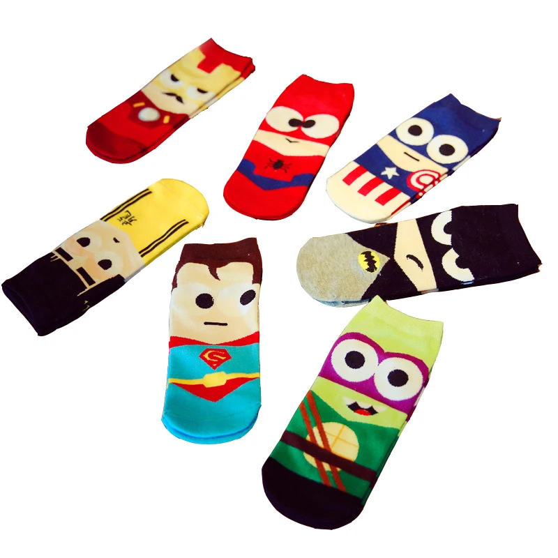 Wholesale 60 Pairs Summer Harajuku Socks Hip Hop Ninja Batman Superman SpiderMan Captain America Avengers Short Novelty Sokken
Wholesale 60 Pairs Summer Harajuku Socks Hip Hop Ninja Batman Superman SpiderMan Captain America Avengers Short Novelty Sokken