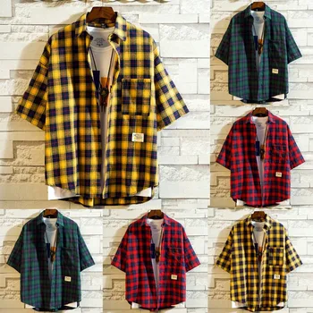 mens blouse Men's Summer New Style Fashion Plaid short Sleeves Simple Comfortable Blouse Top
mens blouse Men's Summer New Style Fashion Plaid short Sleeves Simple Comfortable Blouse Top
