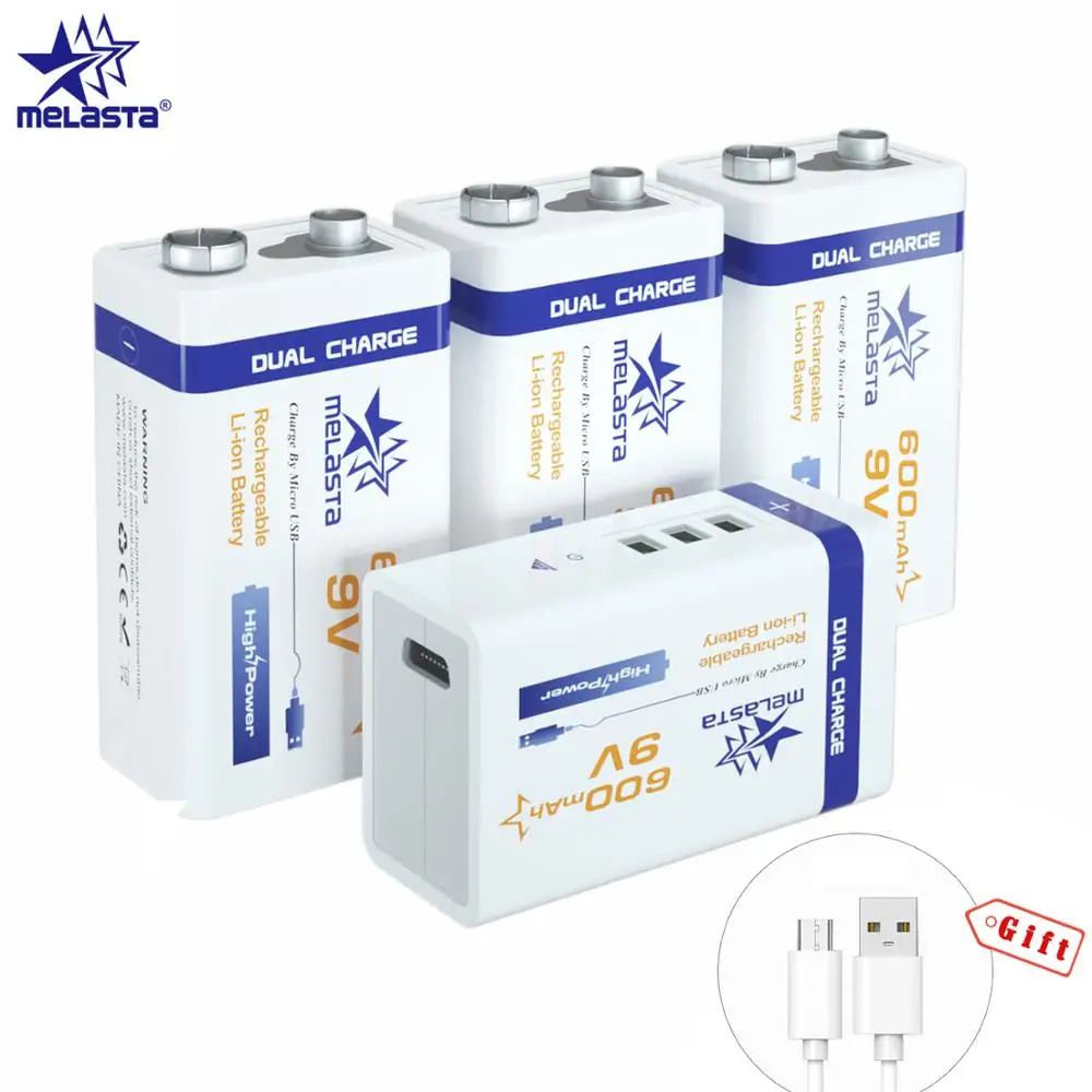 4pcs 6F22 Micro USB 9V 600mAh rechargeable lithium ion battery for smoke alarm wireless microphone Guitar EQ Intercom Multimeter
4pcs 6F22 Micro USB 9V 600mAh rechargeable lithium ion battery for smoke alarm wireless microphone Guitar EQ Intercom Multimeter