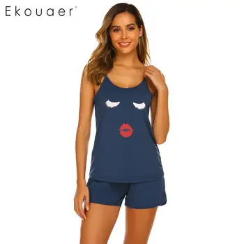 Ekouaer Women Summer Lingerie Sleepwear Shorts Pajamas Round Neck Adjustable Spaghetti Strap Printed Pajama Set
Ekouaer Women Summer Lingerie Sleepwear Shorts Pajamas Round Neck Adjustable Spaghetti Strap Printed Pajama Set