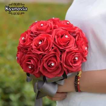 Kyunovia Silk Rose Bridesmaids Bouquet Artificial Flower Bouquets with Rhinestones Centerpiece Flowers Red Wedding Bouquet FE50
Kyunovia Silk Rose Bridesmaids Bouquet Artificial Flower Bouquets with Rhinestones Centerpiece Flowers Red Wedding Bouquet FE50