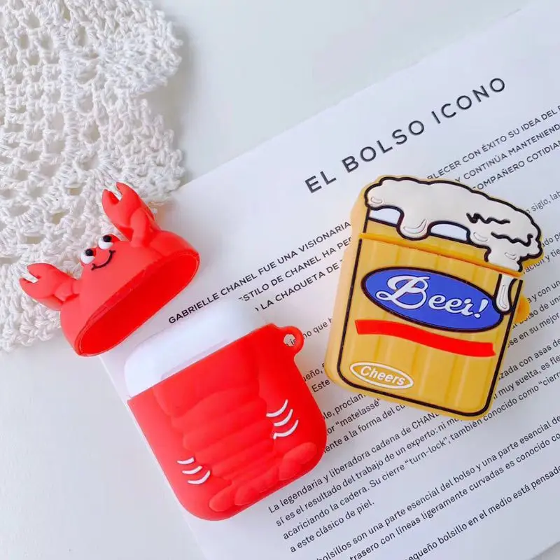 Fashion Beer Lobster Pattern Soft Silicone Protective Cover Shockproof Case Skin Shell With Lanyard for Airpods 1/2 Charging Box
Fashion Beer Lobster Pattern Soft Silicone Protective Cover Shockproof Case Skin Shell With Lanyard for Airpods 1/2 Charging Box