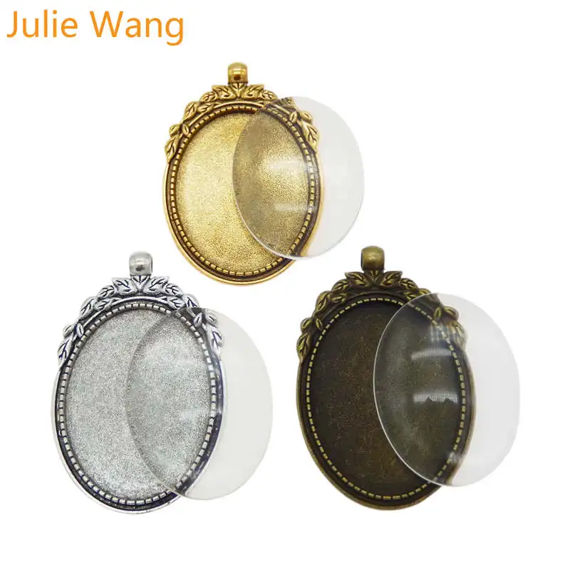 Julie Wang 3 Sets Oval Setting Tray Bezel Pendant Blank with Clear Glass Cabochons Photos Pendant Charms Jewelry Making
Julie Wang 3 Sets Oval Setting Tray Bezel Pendant Blank with Clear Glass Cabochons Photos Pendant Charms Jewelry Making