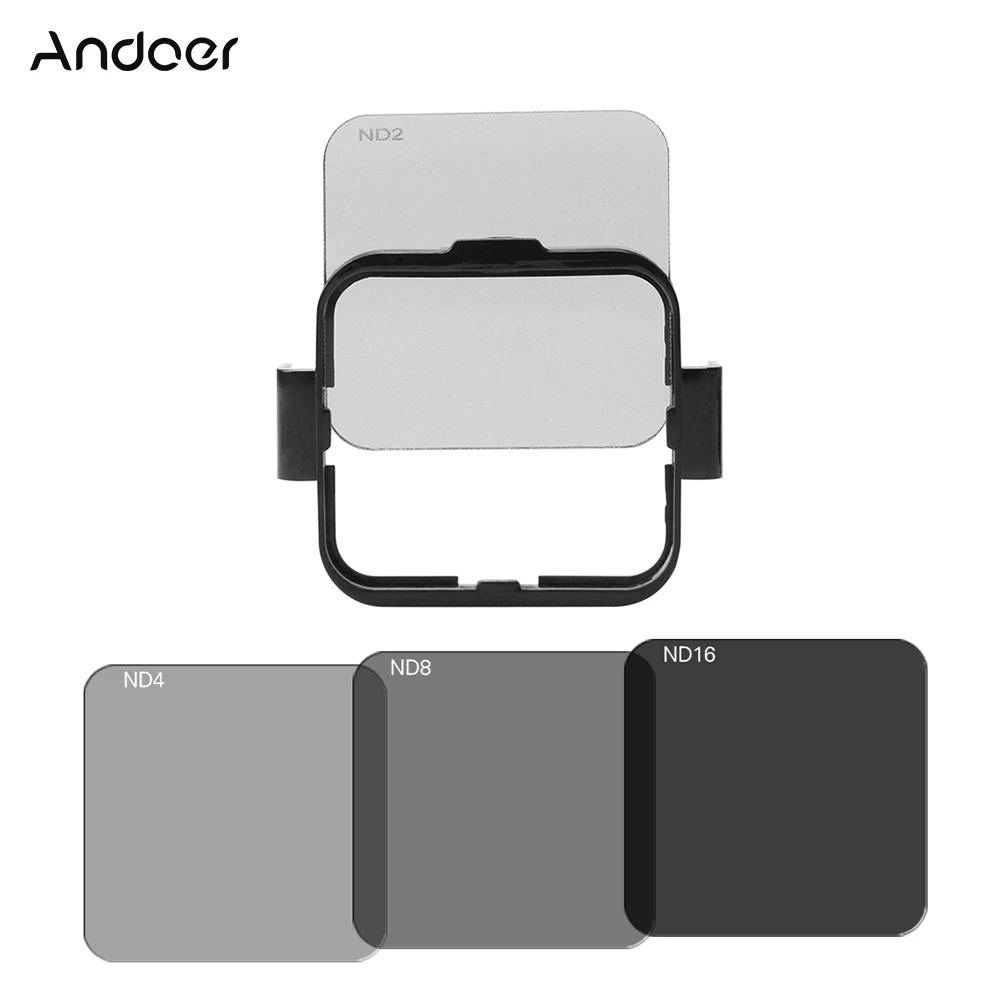 Andoer Camera Filters Protector ND2/ND4/ND8/ND16 Square ND Lens Filter Kit Set for GoPro Hero 4 3+ 3 with Mounting Frame Holder
Andoer Camera Filters Protector ND2/ND4/ND8/ND16 Square ND Lens Filter Kit Set for GoPro Hero 4 3+ 3 with Mounting Frame Holder