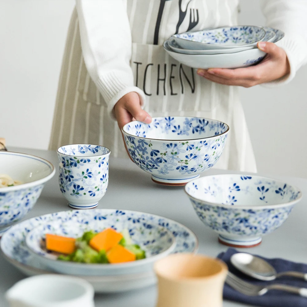 EECAMAIL Japanese-style Blue Flower Series Light Bone China Ceramic Tableware Household Dish Western Dish Rice Bowl Large Bowl
EECAMAIL Japanese-style Blue Flower Series Light Bone China Ceramic Tableware Household Dish Western Dish Rice Bowl Large Bowl