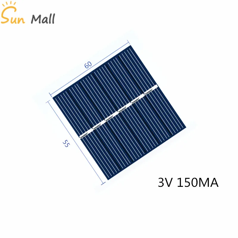 Mini Polycrystaline Silicon Solar Panel 3V 150MA for Intelligence DIY toy power generation board with DC small motor fan cap
Mini Polycrystaline Silicon Solar Panel 3V 150MA for Intelligence DIY toy power generation board with DC small motor fan cap