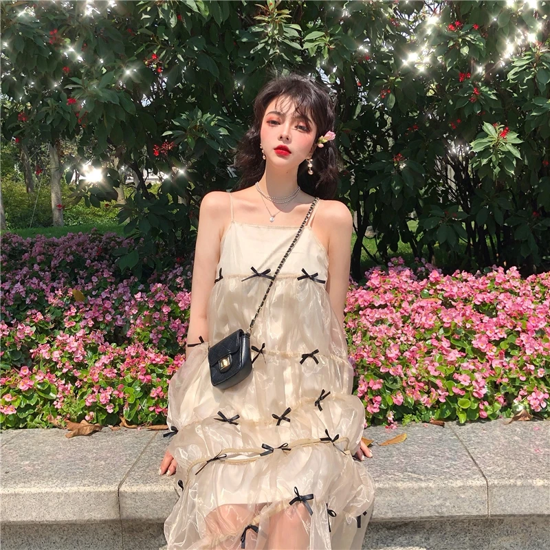 Women Korea Fashion Mesh Dresses Girls Princess Long Dress Fairy Cute Dress Spring School Style Dresses With Bow Tie
Women Korea Fashion Mesh Dresses Girls Princess Long Dress Fairy Cute Dress Spring School Style Dresses With Bow Tie