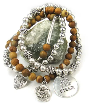 Free shipping 6mm brown natual semi precious stone with rose flower,heart,live your dream charm pipe elasticity women bracelet
Free shipping 6mm brown natual semi precious stone with rose flower,heart,live your dream charm pipe elasticity women bracelet