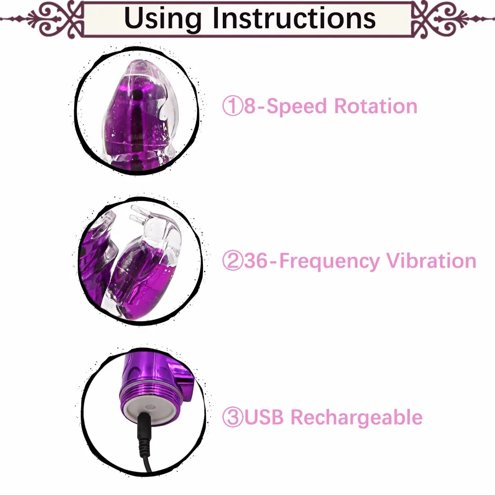 Rechargeable Double Vibrators for Women Rotating Vibrating Clitoris Vagina Rabbit Dildo Vibrator Sex Toys for Woman Sex Machine