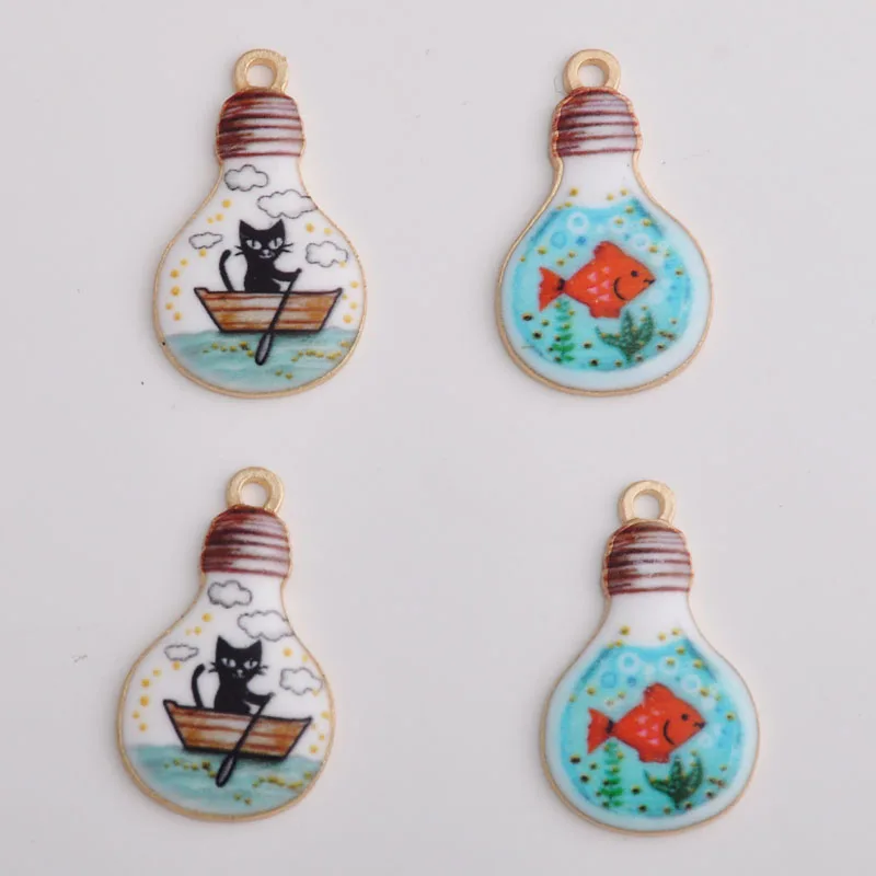 10pcs 28*17MM Japanese printing cute cartoon cat fish enamel globe lamp bulb charm alloy accessories toy jewelry hairpin Pendant
10pcs 28*17MM Japanese printing cute cartoon cat fish enamel globe lamp bulb charm alloy accessories toy jewelry hairpin Pendant