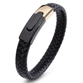 2018 Men's Bracelet Punk Black Leather Knitted Cuff Bangle Fashion Not Embroidered Steel Magnet Buckle Charm Bracelets
2018 Men's Bracelet Punk Black Leather Knitted Cuff Bangle Fashion Not Embroidered Steel Magnet Buckle Charm Bracelets