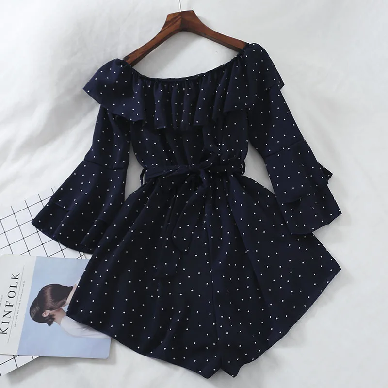 Women Jumpsuit Summer Ins Loose Sexy Slash Neck Dot High Waist Chiffon Jumpsuit Shorts Girl Black Bodysuit
Women Jumpsuit Summer Ins Loose Sexy Slash Neck Dot High Waist Chiffon Jumpsuit Shorts Girl Black Bodysuit