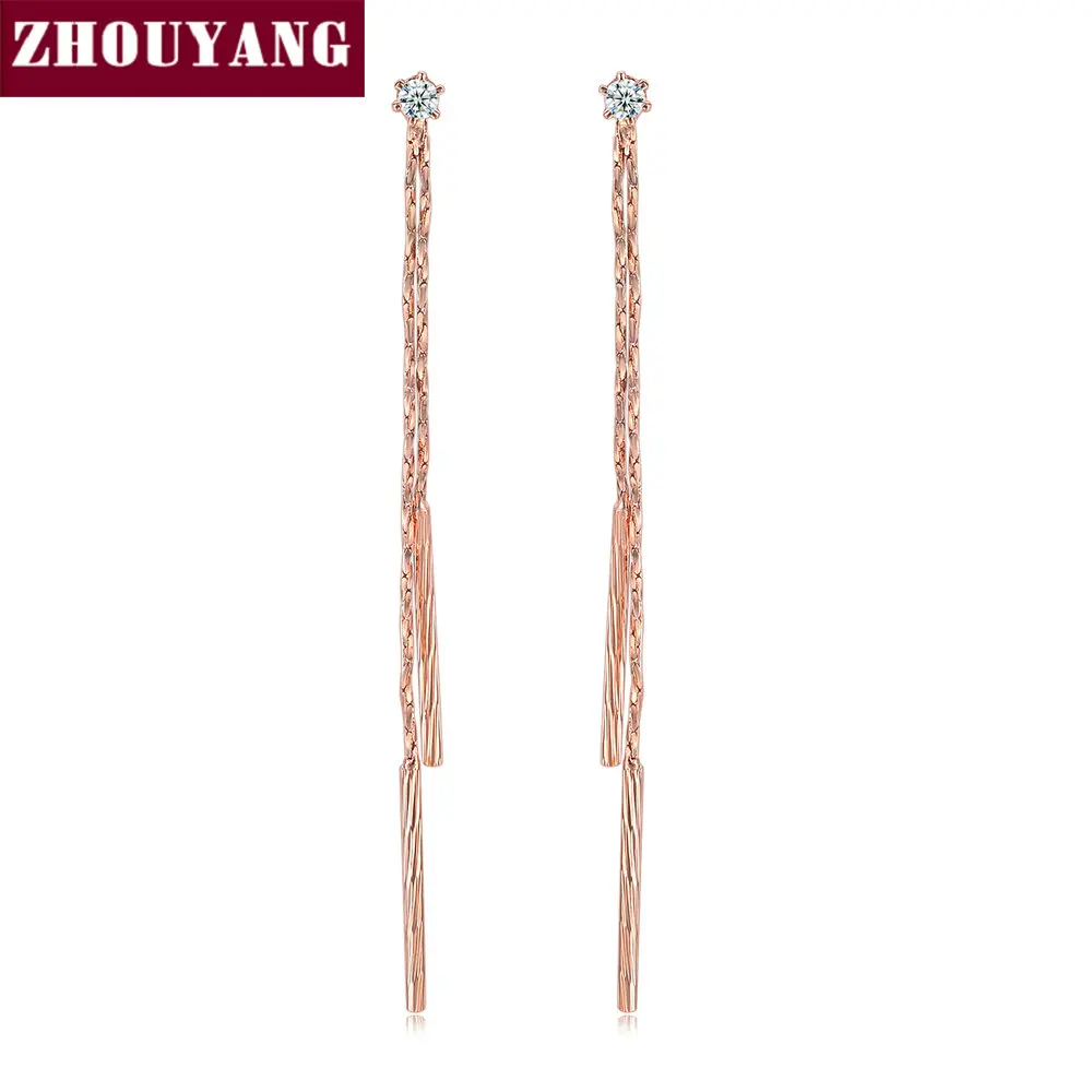 ZHOUYANG Drop Earring For Women Simple Long Tassel Ear Line Cubic Zirconia Rose Gold Silver Color Gift Fashion Jewelry E805 E814
ZHOUYANG Drop Earring For Women Simple Long Tassel Ear Line Cubic Zirconia Rose Gold Silver Color Gift Fashion Jewelry E805 E814
