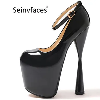 Plus size 41 42 43 44 45 46 47 women's sexy patent leather black white platform 19 cm extreme ever after high heels pumps F45 
Plus size 41 42 43 44 45 46 47 women's sexy patent leather black white platform 19 cm extreme ever after high heels pumps F45