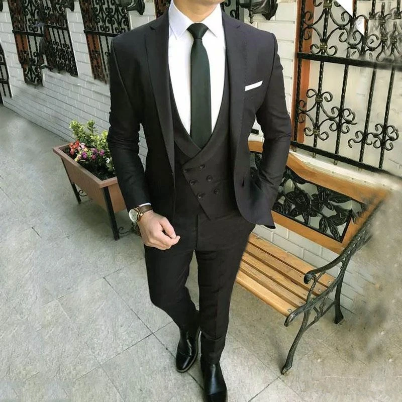 

New Arrival One Button Groomsmen Notch Lapel Groom Tuxedos Men Suits Wedding/Prom Best Man Blazer ( Jacket+Pants+Vest+Tie)A136