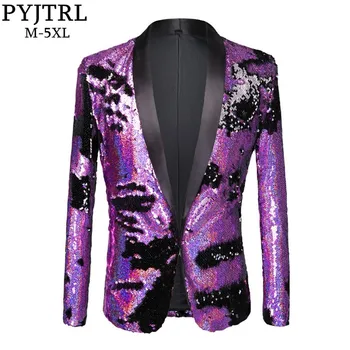 PYJTRL Tide Men Double-Color Purple Black Gold White Sequins Blazer Fashion Punk Nightclub Bar DJ Singers Suit Jacket Costumes
PYJTRL Tide Men Double-Color Purple Black Gold White Sequins Blazer Fashion Punk Nightclub Bar DJ Singers Suit Jacket Costumes