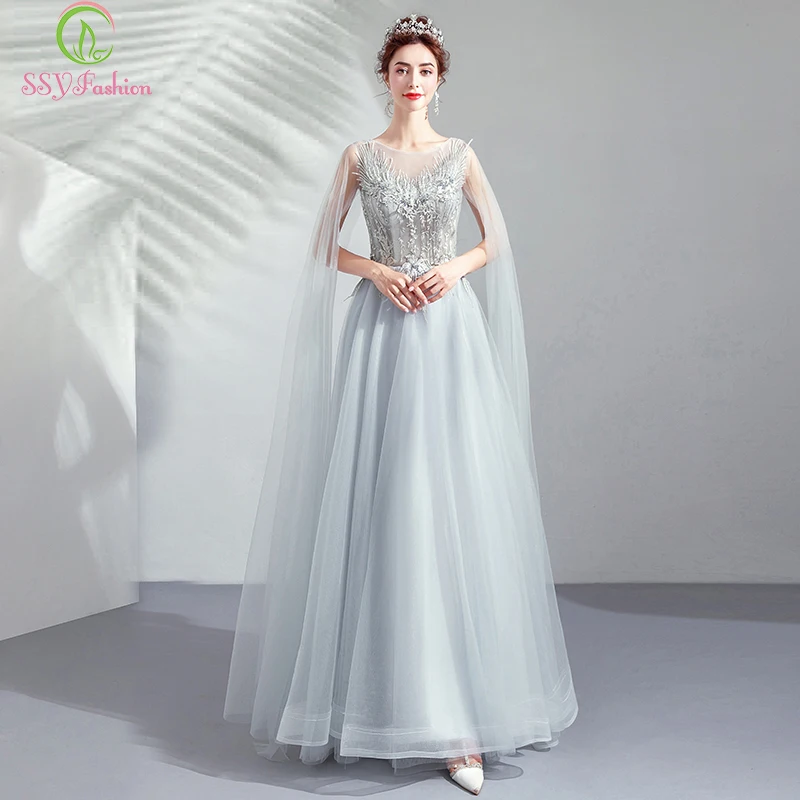 SSYFashion New Grey Evening Dress Banquet Elegant Lace Appliques Sequins Beading Floor-length Party Formal Gowns Robe De Soiree
SSYFashion New Grey Evening Dress Banquet Elegant Lace Appliques Sequins Beading Floor-length Party Formal Gowns Robe De Soiree