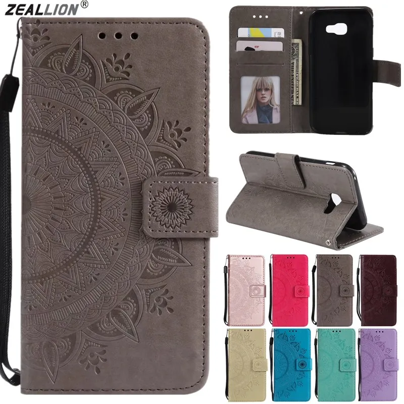 ZEALLION For Samsung A3 A5 2017 A8 2018 G530 G360 Note 3 4 8 Embossed Totems Flower Lace Leather Wallet Flip Stand Case Cover | Мобильные