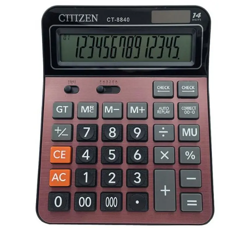 Luxury CT-8840 14 Digits Genuine Calculator Solar Dual Power Large-screen Display ABS Calculadora Support Wholesale And Retail
Luxury CT-8840 14 Digits Genuine Calculator Solar Dual Power Large-screen Display ABS Calculadora Support Wholesale And Retail