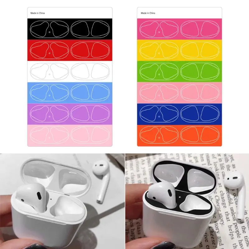 6 Pairs Colorful Protective Sticker Case Skin Dust-proof Dust Guard for Apple Airpods Earphones Charging Box
6 Pairs Colorful Protective Sticker Case Skin Dust-proof Dust Guard for Apple Airpods Earphones Charging Box