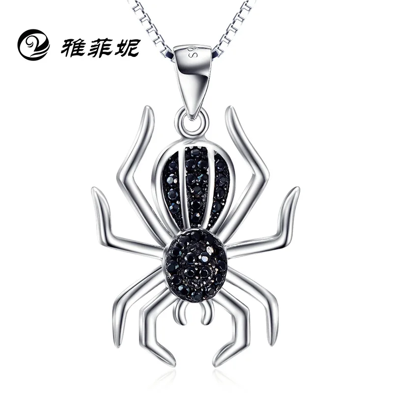 Фото S925 серебро Мода преувеличенный паук кулон Горячий взрыв модель кристалл
