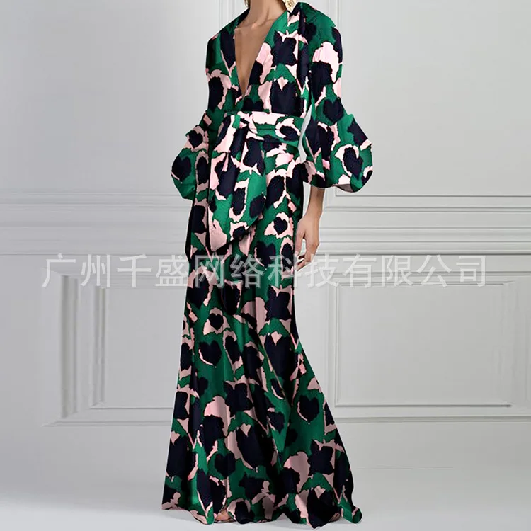 Женское винтажное платье-макси в стиле бохо с цветочным принтом