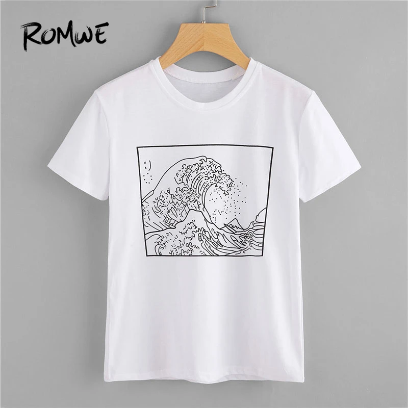 ROMWE 2019 New Design Graphic Print Tee Shirt White Casual T-shirt Summer Round Neck Short Sleeve Women Top
ROMWE 2019 New Design Graphic Print Tee Shirt White Casual T-shirt Summer Round Neck Short Sleeve Women Top