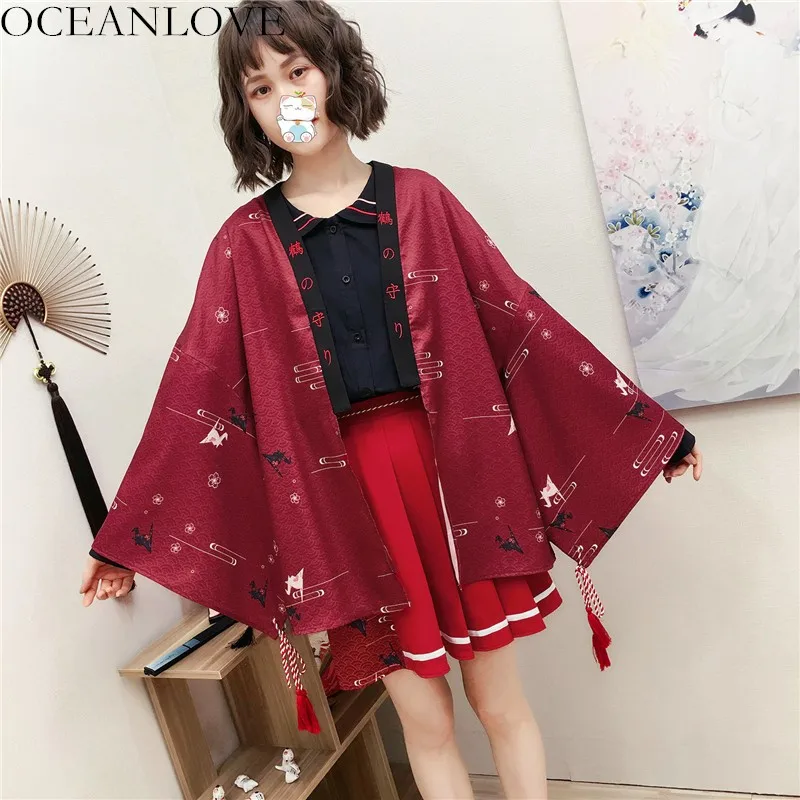 OCEANLOVE Harajuku Kimonos Print Japan Style 2019 Spring Women Tops Cardigan Cosplay Blouses Tassel Patchwork Shirts 11644
OCEANLOVE Harajuku Kimonos Print Japan Style 2019 Spring Women Tops Cardigan Cosplay Blouses Tassel Patchwork Shirts 11644