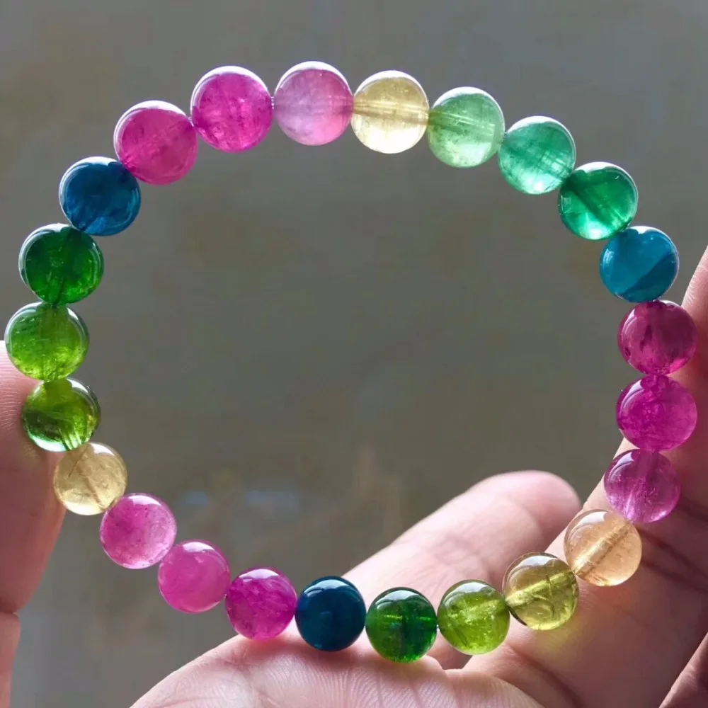 Natural Colorful Rainbow Tourmaline Quartz Crystal 8mm Round Beads Bracelet Tourmaline Bangle Drop Shipping AAAAAA Certificate
Natural Colorful Rainbow Tourmaline Quartz Crystal 8mm Round Beads Bracelet Tourmaline Bangle Drop Shipping AAAAAA Certificate