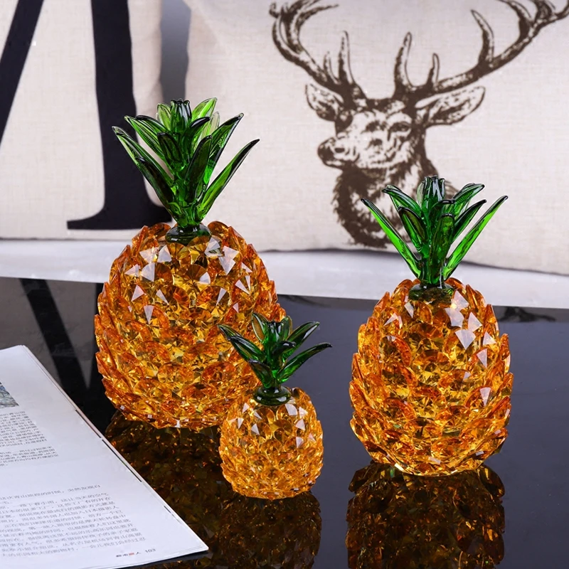 

Modern Artificial crystal Pineapple home decor crafts handicraft plant fruit ornament porcelain figurines wedding decorations