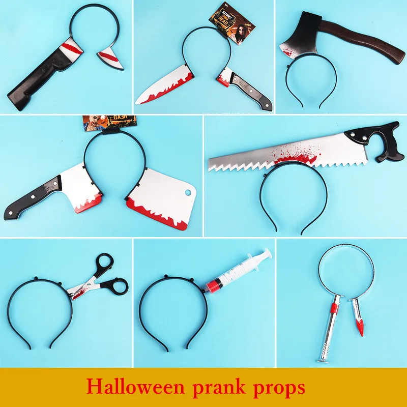 Halloween funny horror terrible performance props can pass through the head novelty party toy Saws,axes and knives
Halloween funny horror terrible performance props can pass through the head novelty party toy Saws,axes and knives