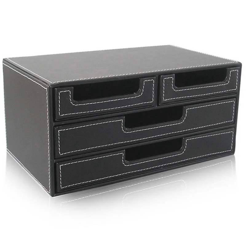 Leather Makeup Organizer Storage Box Jewelry Lipstick Storage Organizer Boxes Desk Storage Shelf Black Color 4 Drawers
Leather Makeup Organizer Storage Box Jewelry Lipstick Storage Organizer Boxes Desk Storage Shelf Black Color 4 Drawers
