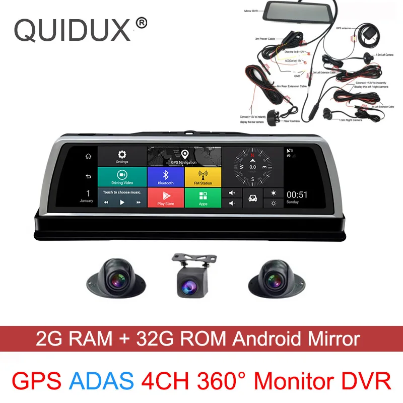 360°Panoramic Car Dash Cam 10'' 4G Touch IPS Special Rearview Reversing Mirror GPS Navi Bluetooth WiFi 4CH Cameras Recorder
360°Panoramic Car Dash Cam 10'' 4G Touch IPS Special Rearview Reversing Mirror GPS Navi Bluetooth WiFi 4CH Cameras Recorder
