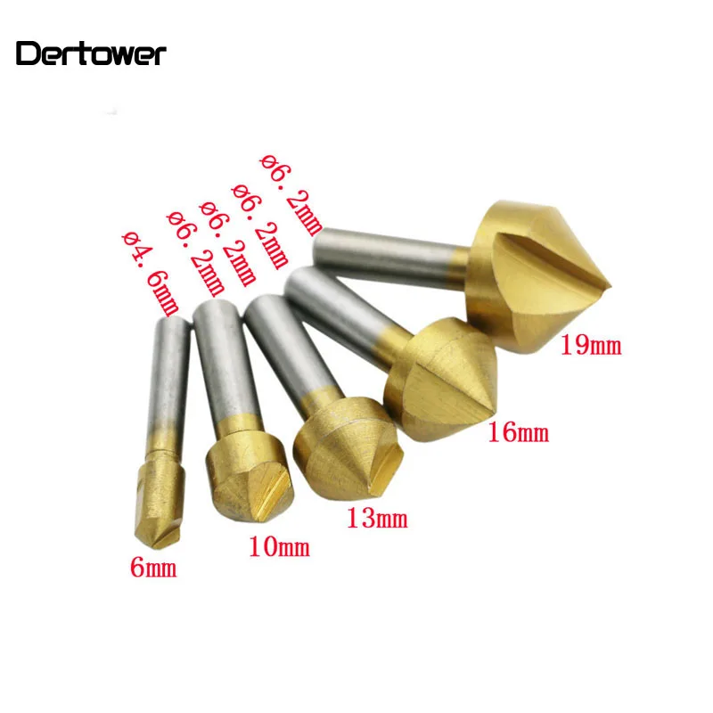 5 Pcs Countersink Drill Bit Set Hex Shank HSS 5 Flute Countersink 90 Degree Wood Chamfering Cutter Chamfer 6mm-19mm
5 Pcs Countersink Drill Bit Set Hex Shank HSS 5 Flute Countersink 90 Degree Wood Chamfering Cutter Chamfer 6mm-19mm