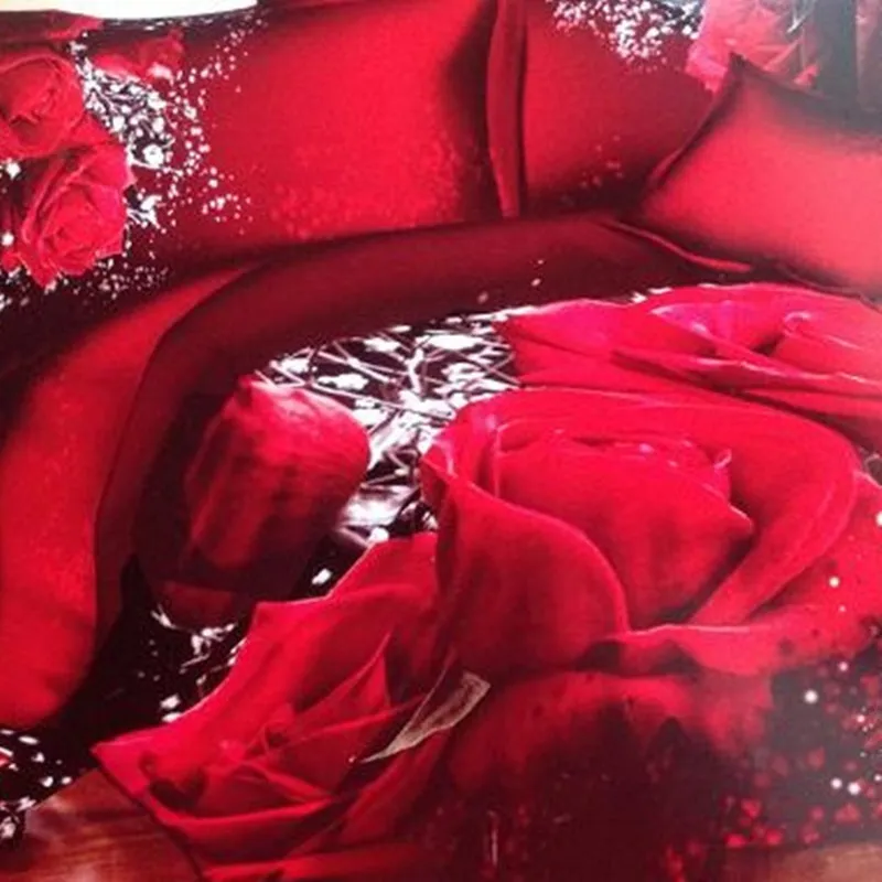 Reactive Printed 3D Bed Set 3D Bedding Set Linen Queen Bedclothes Duvet Cover Set Red Black Rose Coverlet Reactive Printed 3D Bed Set 3D Bedding Set Linen Queen Bedclothes Duvet Cover Set Red Black Rose Coverlet