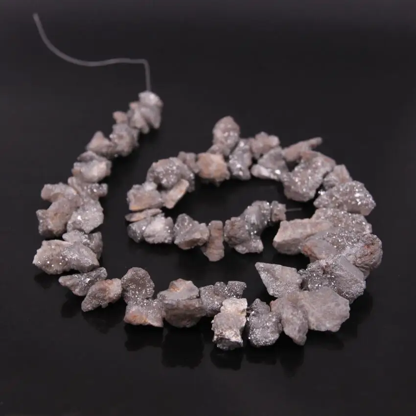 Серые титановые необработанные кристаллы друзы Агаты кварц жеод чипсы бусины
