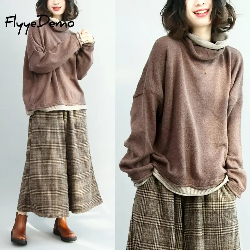Oversized Turtleneck Patchwork Plus Size Knitted Pullover Loose Casual Sweater Women 2019 Autumn Winter Warm Long Sleeve Jumpers
Oversized Turtleneck Patchwork Plus Size Knitted Pullover Loose Casual Sweater Women 2019 Autumn Winter Warm Long Sleeve Jumpers