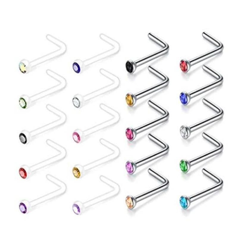 JFORYOU 20G 22Pcs Clear Nose Stud with CZ, Flexible Acrylic Nose Bone Nose Screw Nose Stud L Shaped Retainer for Nose Piercing
JFORYOU 20G 22Pcs Clear Nose Stud with CZ, Flexible Acrylic Nose Bone Nose Screw Nose Stud L Shaped Retainer for Nose Piercing