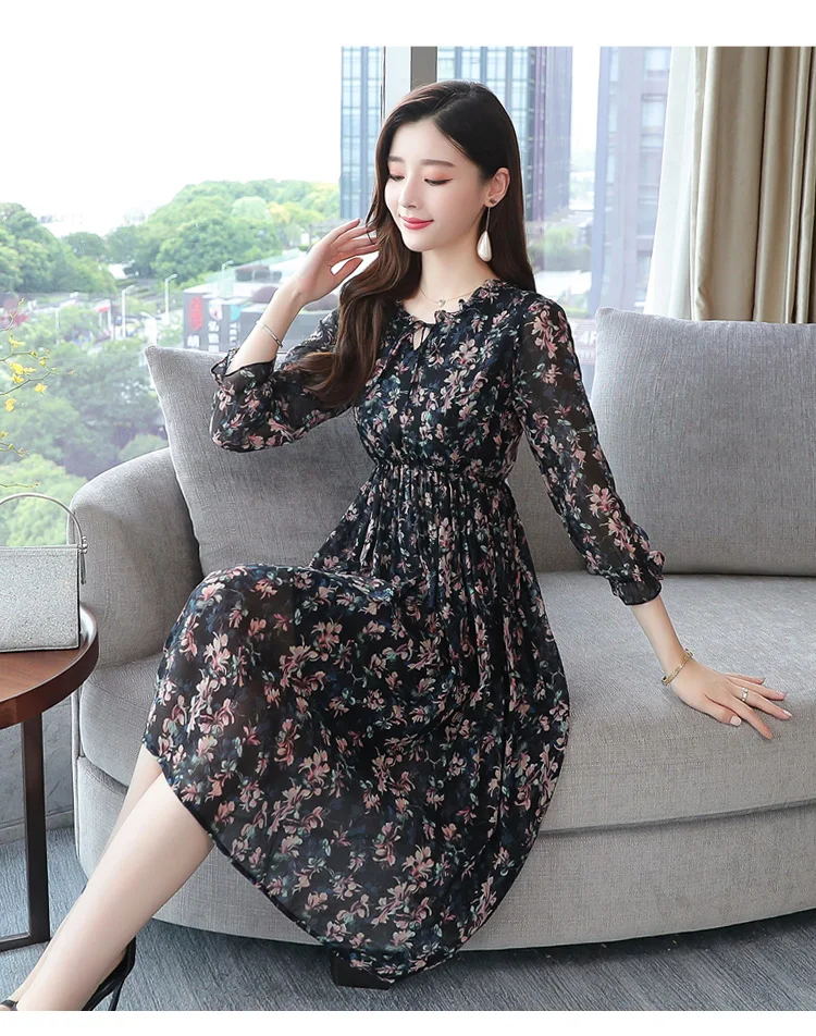 2021 Femal Vintage פרחוני שיפון Midi שמלות סתיו חורף הדפסת ארוך שרוול חוף שמלה אלגנטי נשים Bodycon המפלגה Vestidos 2021 Femal Vintage פרחוני שיפון Midi שמלות סתיו חורף הדפסת ארוך שרוול חוף שמלה אלגנטי נשים Bodycon המפלגה Vestidos