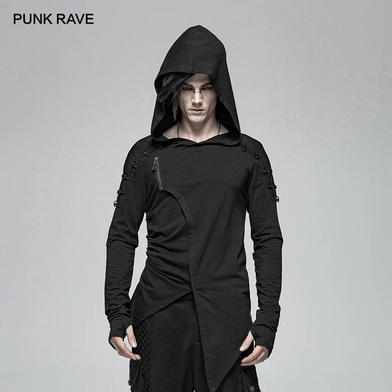 PUNK RAVE Mens Punk Sweatshirt Long Sleeve T-shirt Punk Rock Hooded Show Irregular Streetwear Personality Casual Tops Tees
PUNK RAVE Mens Punk Sweatshirt Long Sleeve T-shirt Punk Rock Hooded Show Irregular Streetwear Personality Casual Tops Tees